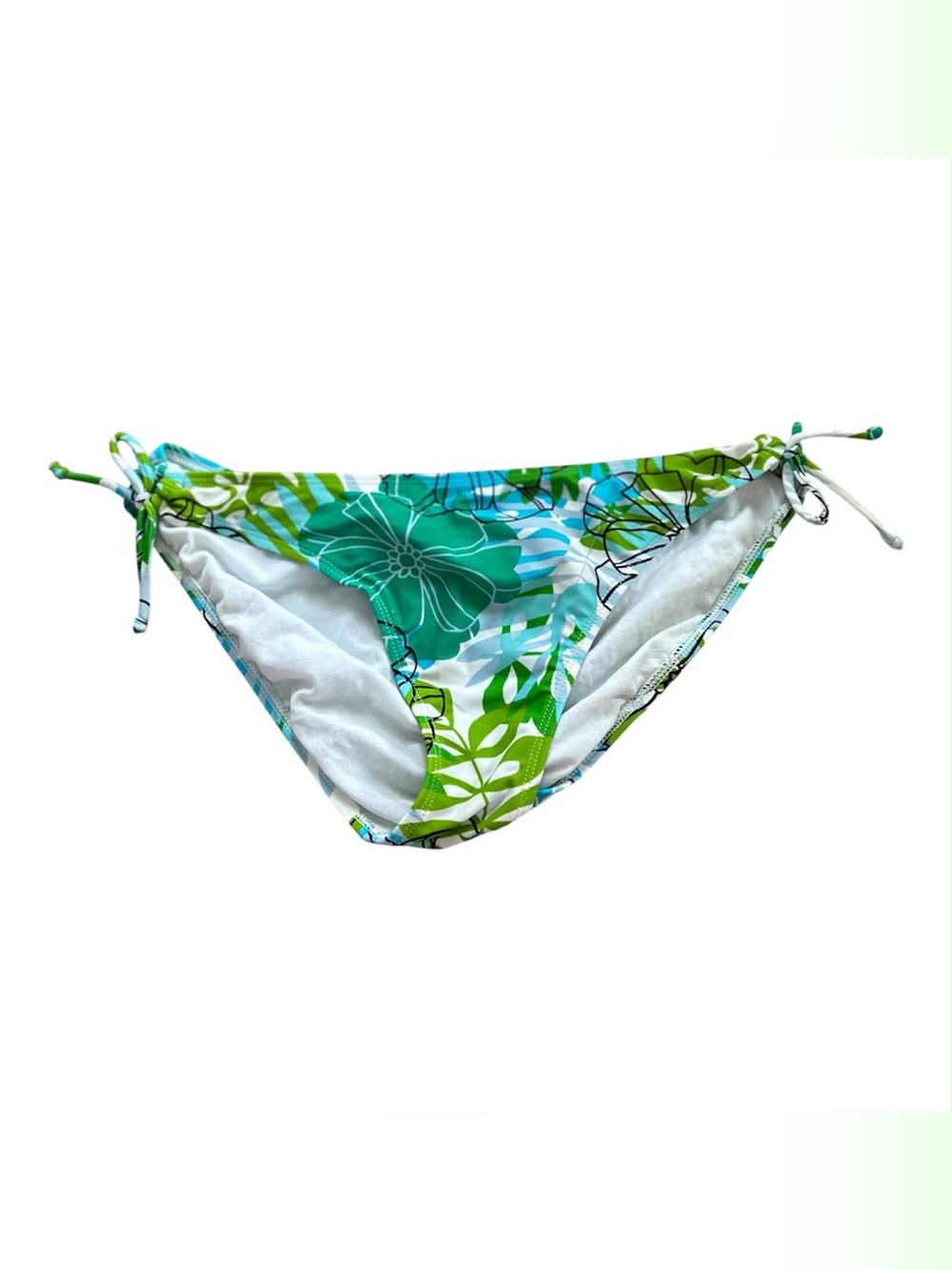 Arizona Jean Company Green & Teal Floral Tie-Side Bikini Bottom